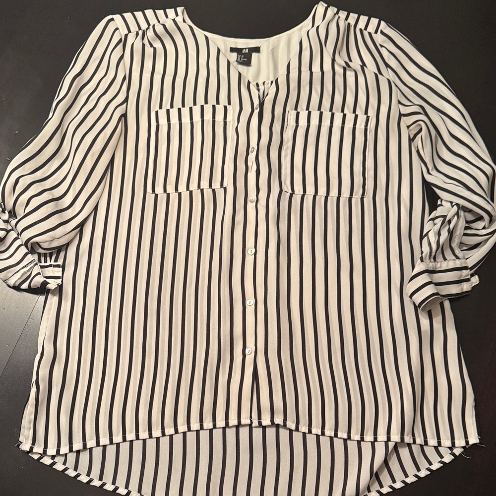 H&M Monochrome Striped Blouse